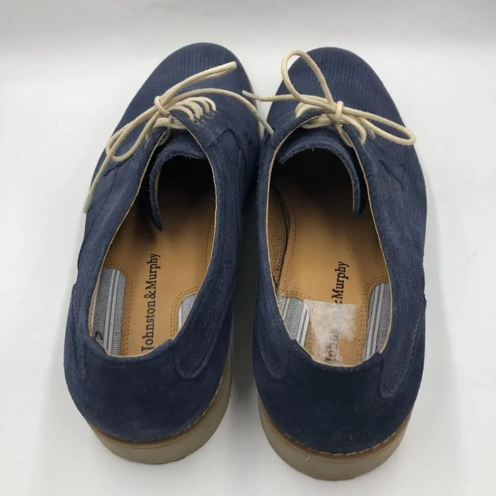Johnston & Murphy Men's 10.5M Blue Oxford Lace Up Business Casual Comfort Shoes
